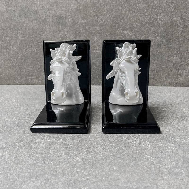 Home Artisan Wilbur Horse Bookends - White - Modern Quests