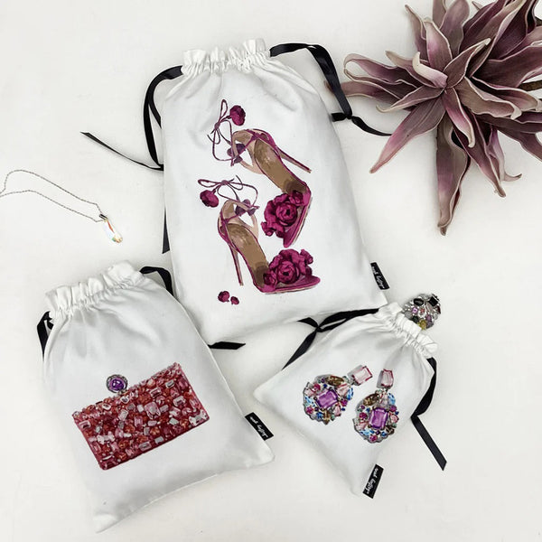 Women's Accessory Bags, Set of 3 - Sparkly Gems