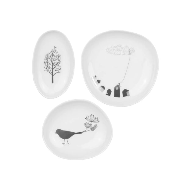 Wonderland Small Plates, Set of 3 - Bird House