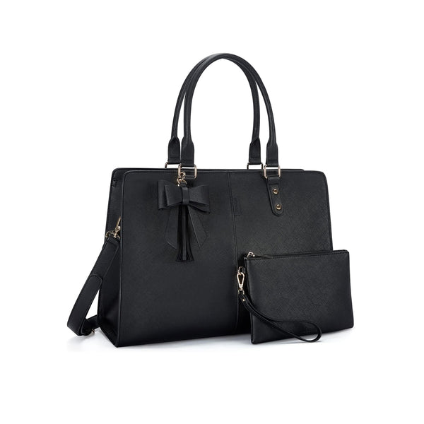 Work Laptop Tote with Pouch - Black