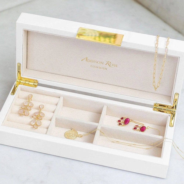 Addison Ross Lacquer Jewellery Box Small - White Gold - Modern Quests
