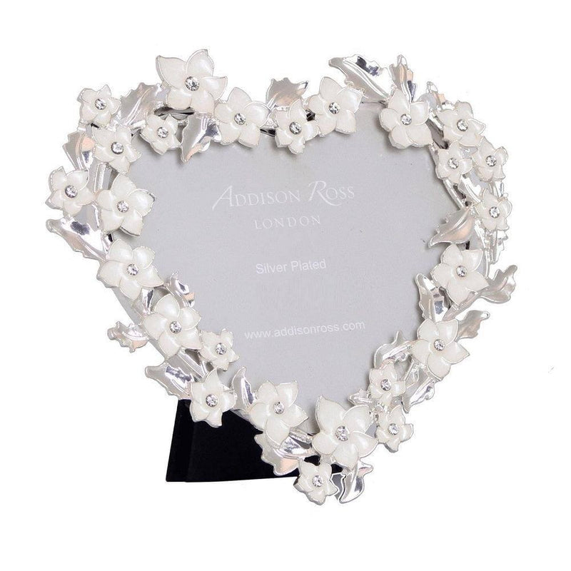 Addison Ross Silver Leaf and Ivory Flower Photo Frame - Heart - Modern Quests