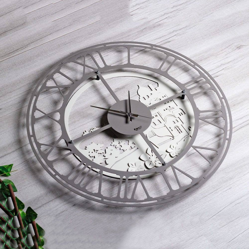 Arti & Mestieri Italy Italy At A Glance Wall Clock XL - Ivory & Mud - Modern Quests