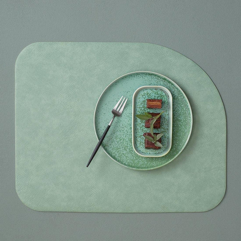 ASA Selection Germany Curved Grain Faux Leather Placemats, Set of 2 - Spearmint - Modern Quests