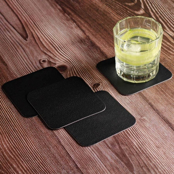 ASA Selection Germany Optic Grain Square Coasters, Set of 4 - Black - Modern Quests
