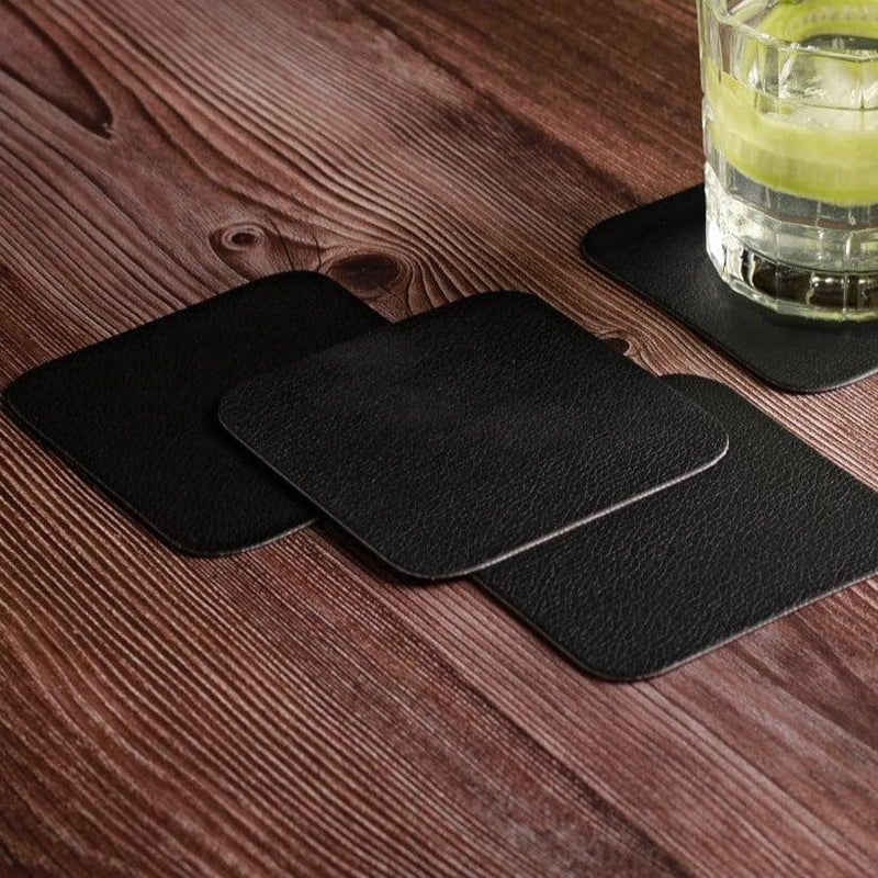 ASA Selection Germany Optic Grain Square Coasters, Set of 4 - Black - Modern Quests