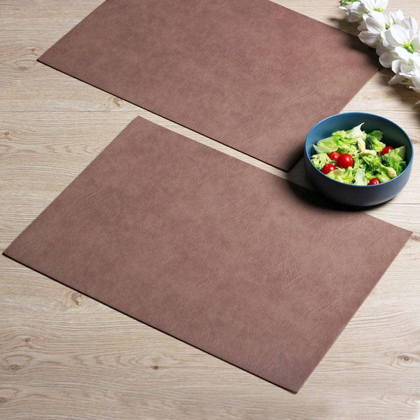 ASA Selection Germany Rectangular Faux Leather Placemats, Set of 2 - Nougat - Modern Quests