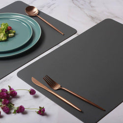 ASA Selection Germany Rectangular Fine Faux Leather Placemats, Set of 2 - Basalt - Modern Quests
