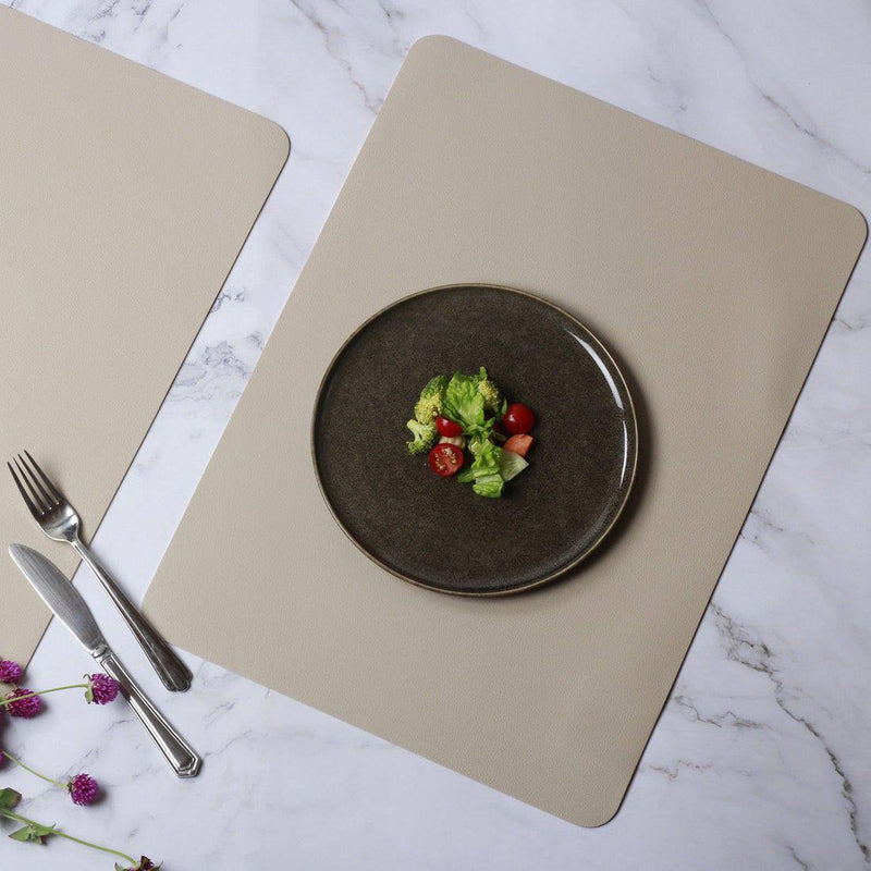 ASA Selection Germany Rectangular Fine Faux Leather Placemats, Set of 2 - Stone - Modern Quests