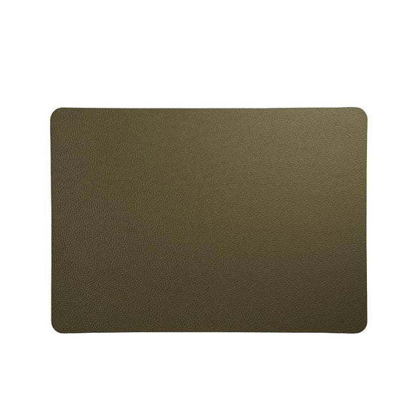 ASA Selection Germany Rectangular Grain Faux Leather Placemats, Set of 2 - Olive - Modern Quests