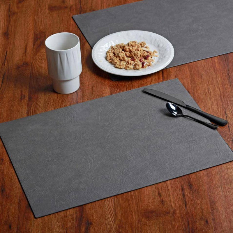 ASA Selection Germany Rectangular Optic Grain Faux Leather Placemats, Set of 2 - Mushroom - Modern Quests