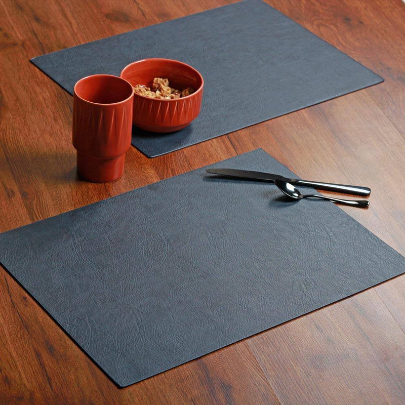 ASA Selection Germany Rectangular Optic Grain Faux Leather Placemats, Set of 2 - Nightsky - Modern Quests