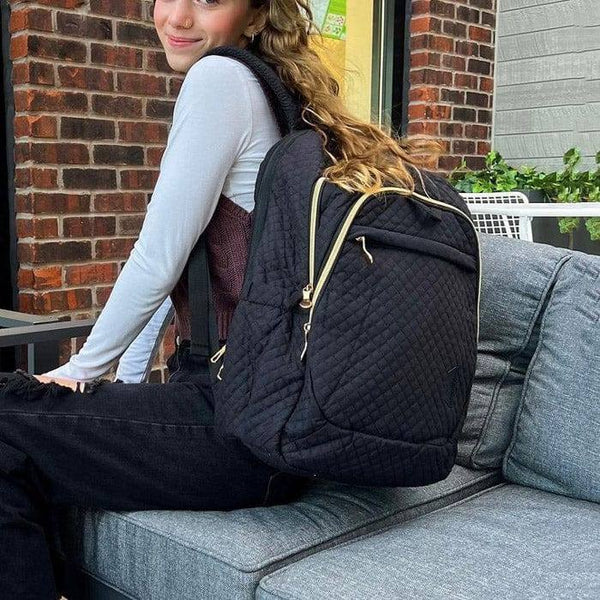 Bagsmart Chevron Laptop Backpack - Black - Modern Quests