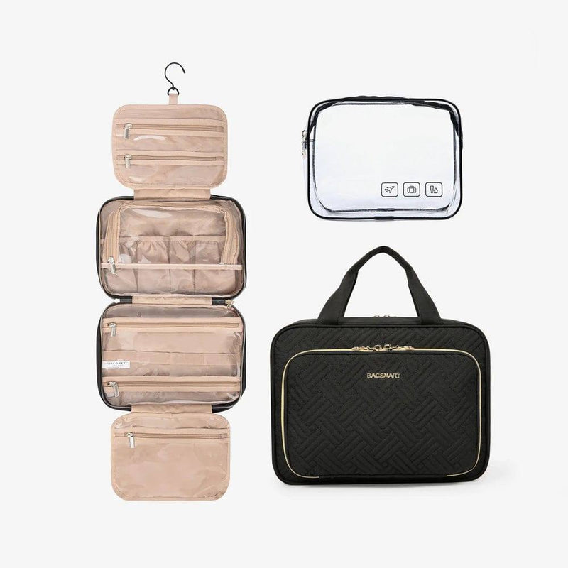 Bagsmart Dual Zip Travel Makeup Organiser - Black - Modern Quests