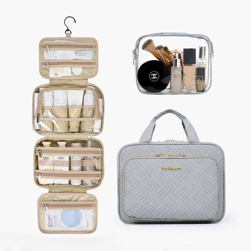 Bagsmart Dual Zip Travel Makeup Organiser - Grey