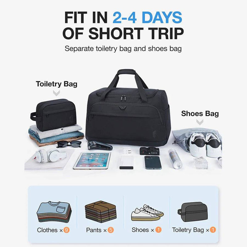 Bagsmart Weekender Travel Duffel with Toiletry Bag - Black
