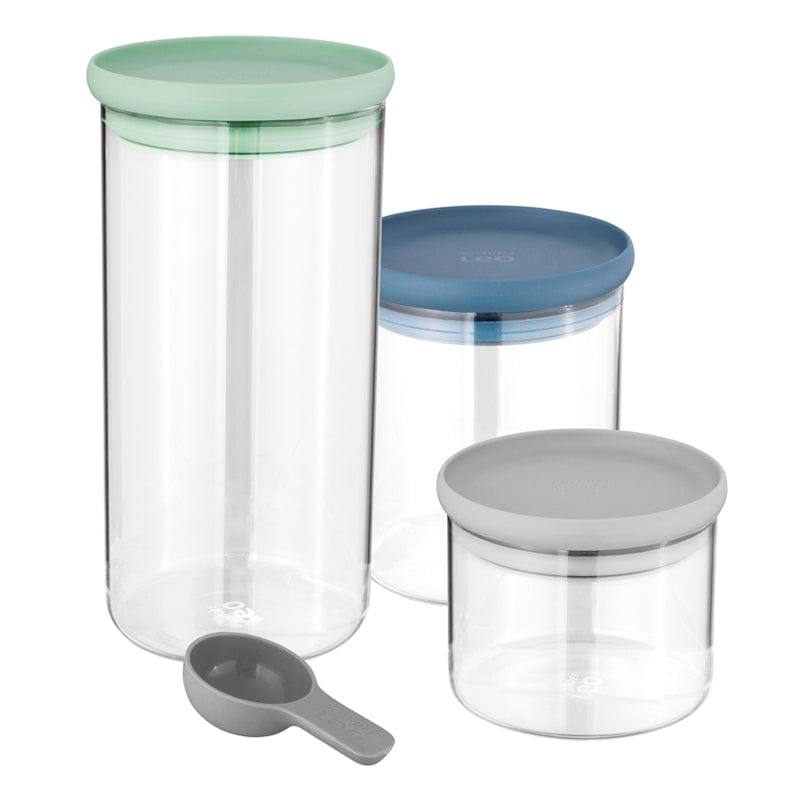 BergHOFF Glass Food Container Set - Green Blue Grey - Modern Quests