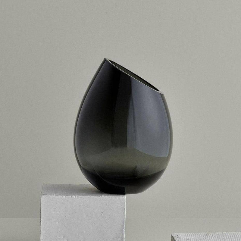Blomus Germany Drop Handblown Glass Vase Medium - Smoke - Modern Quests