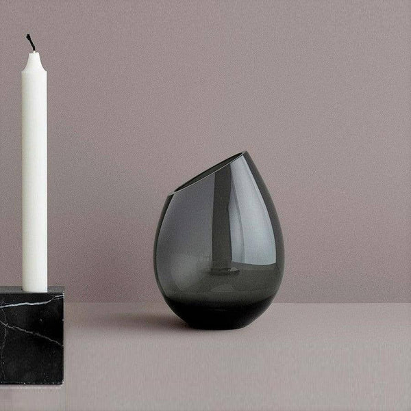 Blomus Germany Drop Handblown Glass Vase Small - Smoke