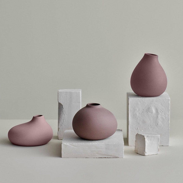 Blomus Germany Nona Porcelain Mini Vases, Set of 3 - Bark
