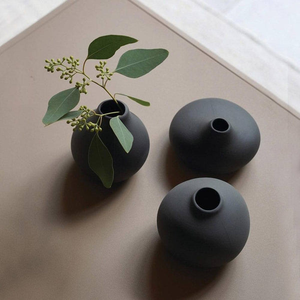 Blomus Germany Nona Porcelain Mini Vases, Set of 3 - Pewter