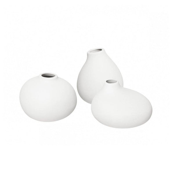 Blomus Germany Nona Porcelain Mini Vases, Set of 3 - White