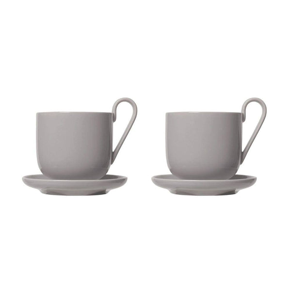 Blomus Germany RO Coffee Cups and Saucers, Set of 2 - Mourning Dove - Modern Quests