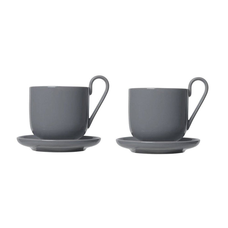 Blomus Germany RO Coffee Cups and Saucers, Set of 2 - Sharkskin - Modern Quests