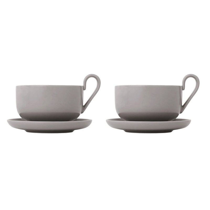 Blomus Germany RO Tea Cups with Saucers, Set of 2 - Mourning Dove - Modern Quests