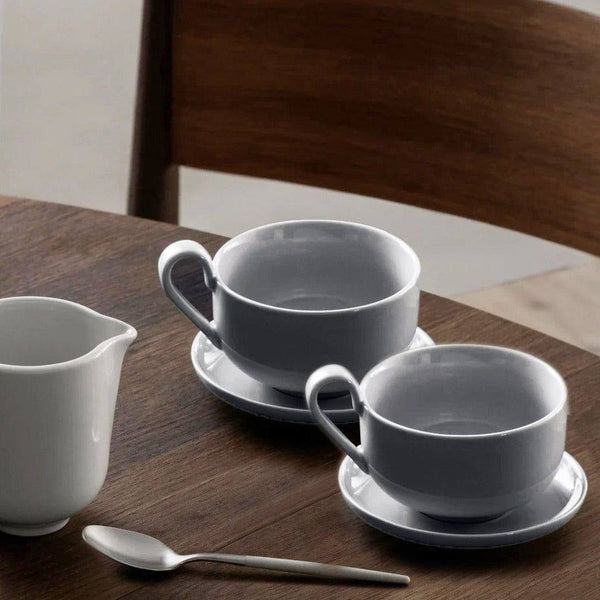 Blomus Germany RO Tea Cups with Saucers, Set of 2 - Sharkskin - Modern Quests