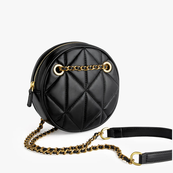 Melody Quilted Round Bag - Black