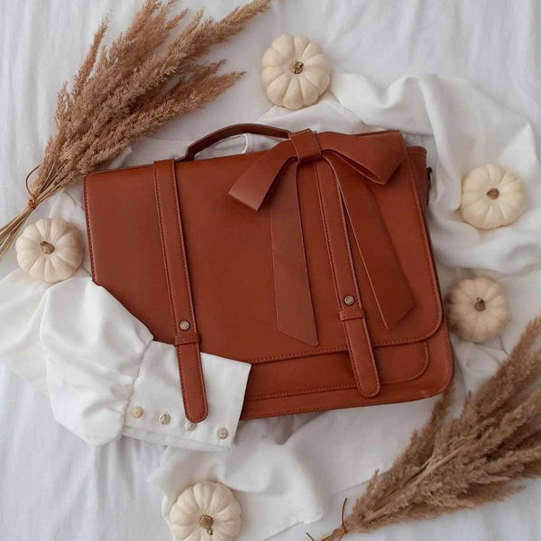 Ecosusi Vintage Bow Briefcase - Brown - Modern Quests
