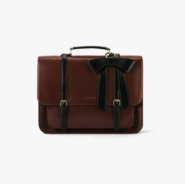 Ecosusi Vintage Bow Briefcase Large - Brown Black