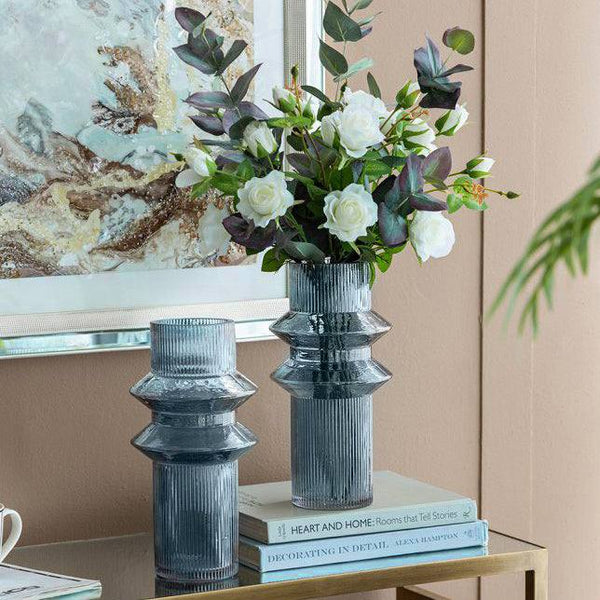 Enhabit Aria Glass Vases, Set of 2 - Blue Grey