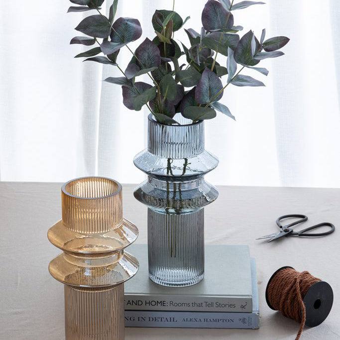 Enhabit Aria Glass Vases, Set of 2 - Blue Grey