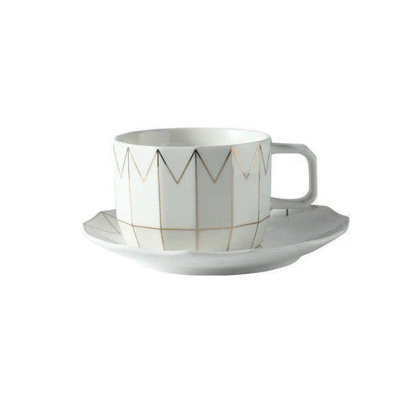 Enhabit Aura Ceramic Cups & Saucers, Set of 6 - White Gold