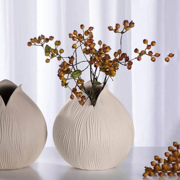 Enhabit Bloom Porcelain Vase - Beige