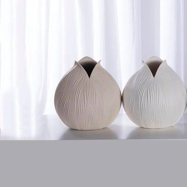 Enhabit Bloom Porcelain Vase - Beige - Modern Quests
