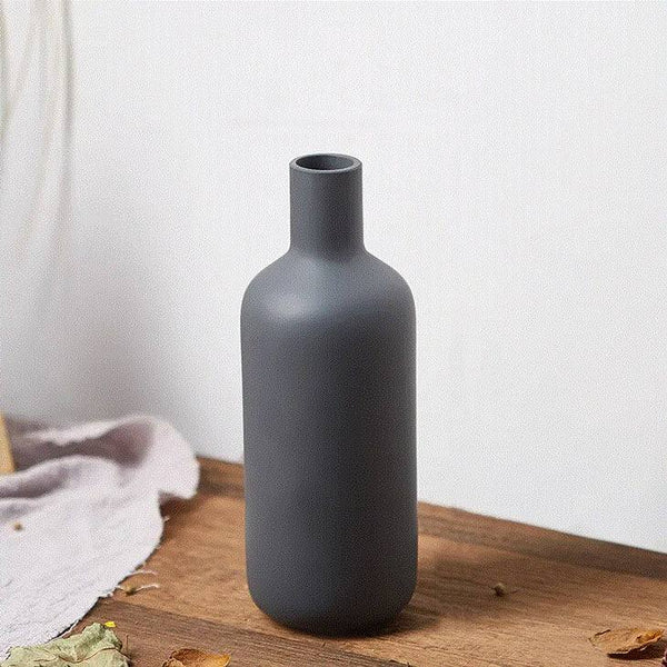 Enhabit Ceramic Bottle Vase Small - Dark Grey - Modern Quests