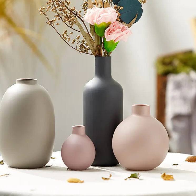 Enhabit Ceramic Bottle Vase Small - Dark Grey