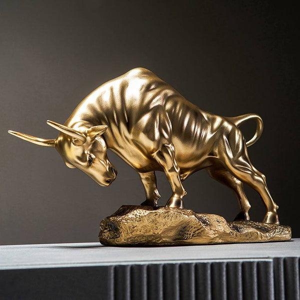 Enhabit Charging Bull Decorative Sculpture Large - Gold - Modern Quests