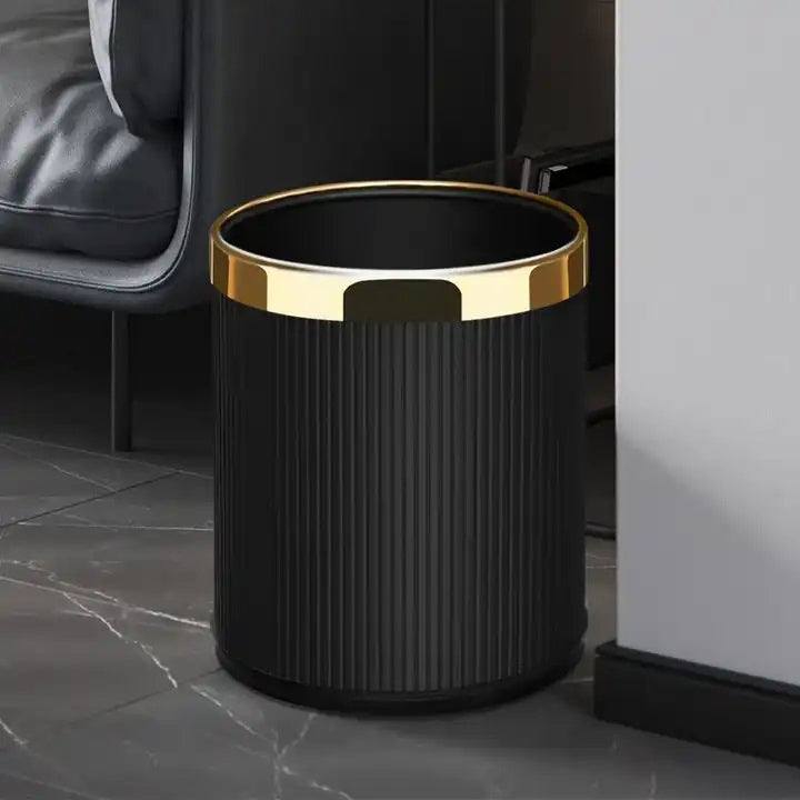 Enhabit Columns Waste Bin - Black & Gold