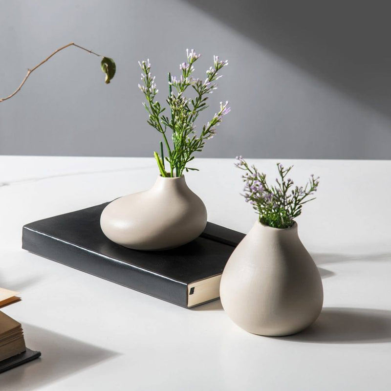 Enhabit Creo Short Vase - Beige - Modern Quests