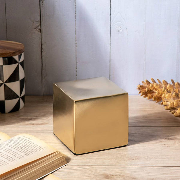 Enhabit Cube Decorative Sculpture - Brass