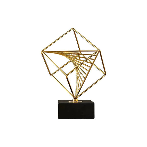 Enhabit Cube Metallic Sculpture - Black Gold - Modern Quests