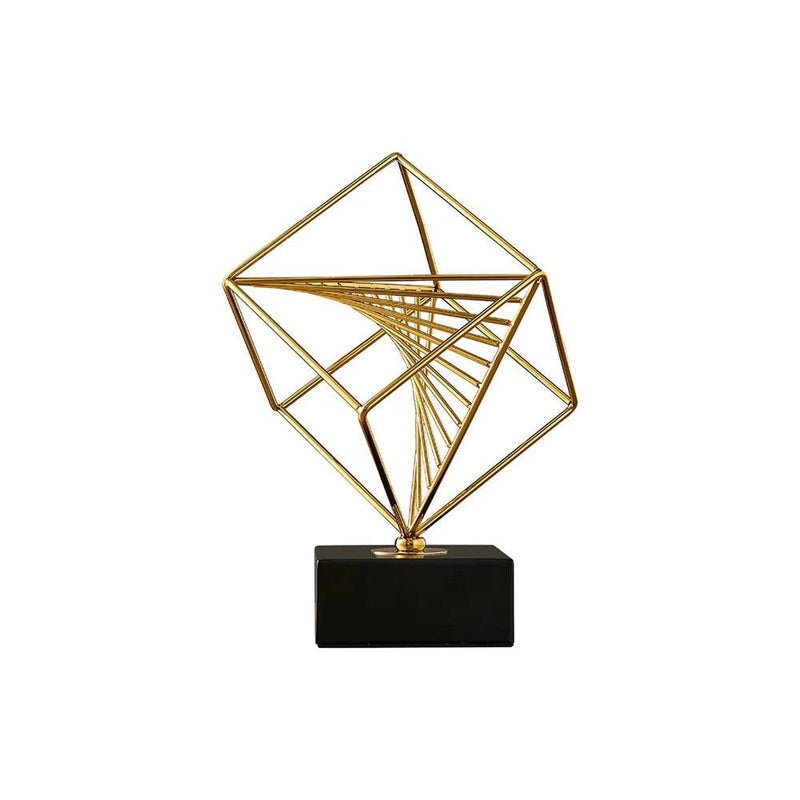 Enhabit Cube Metallic Sculpture - Black Gold