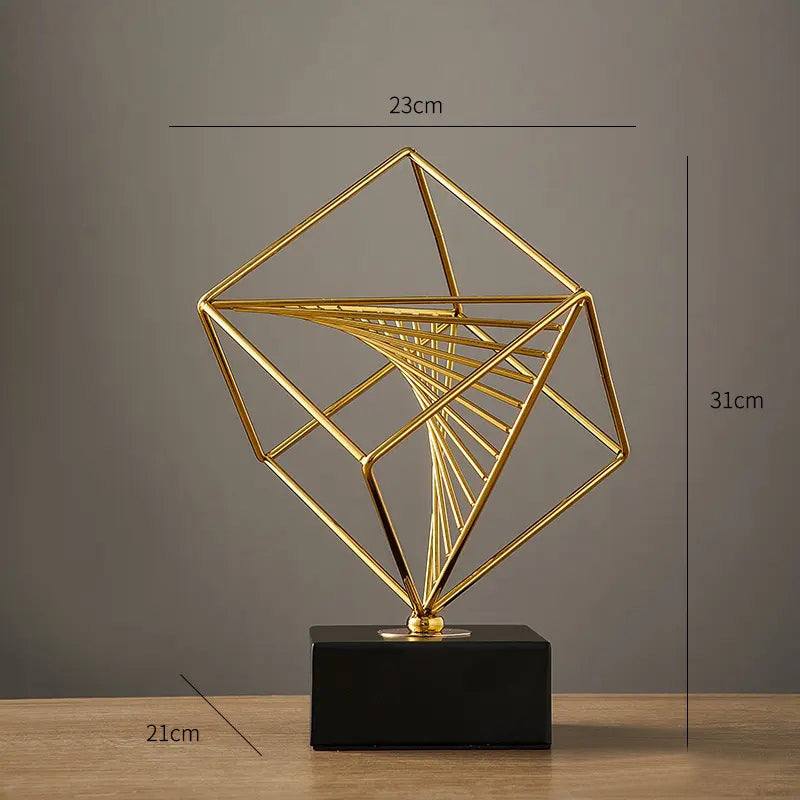Enhabit Cube Metallic Sculpture - Black Gold