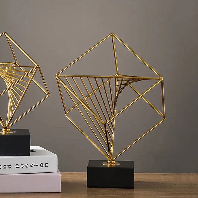 Enhabit Cube Metallic Sculpture - Black Gold - Modern Quests