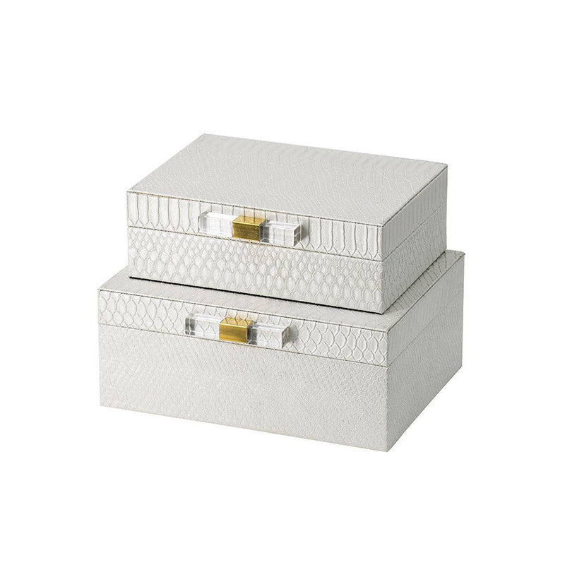 Enhabit Delve Storage Boxes, Set of 2 - White Croc