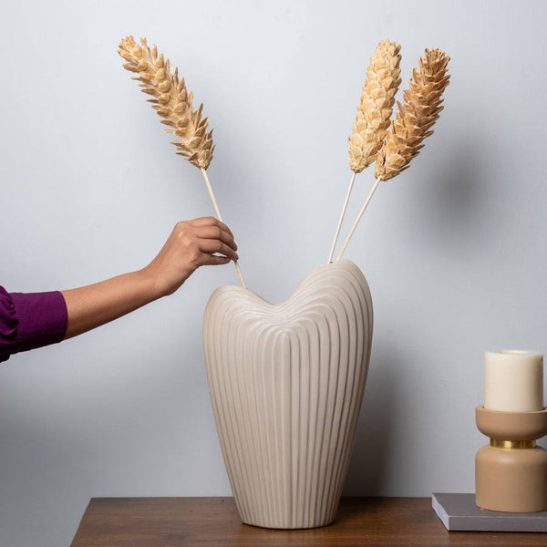 Enhabit Elyx Ceramic Vase - Beige - Modern Quests
